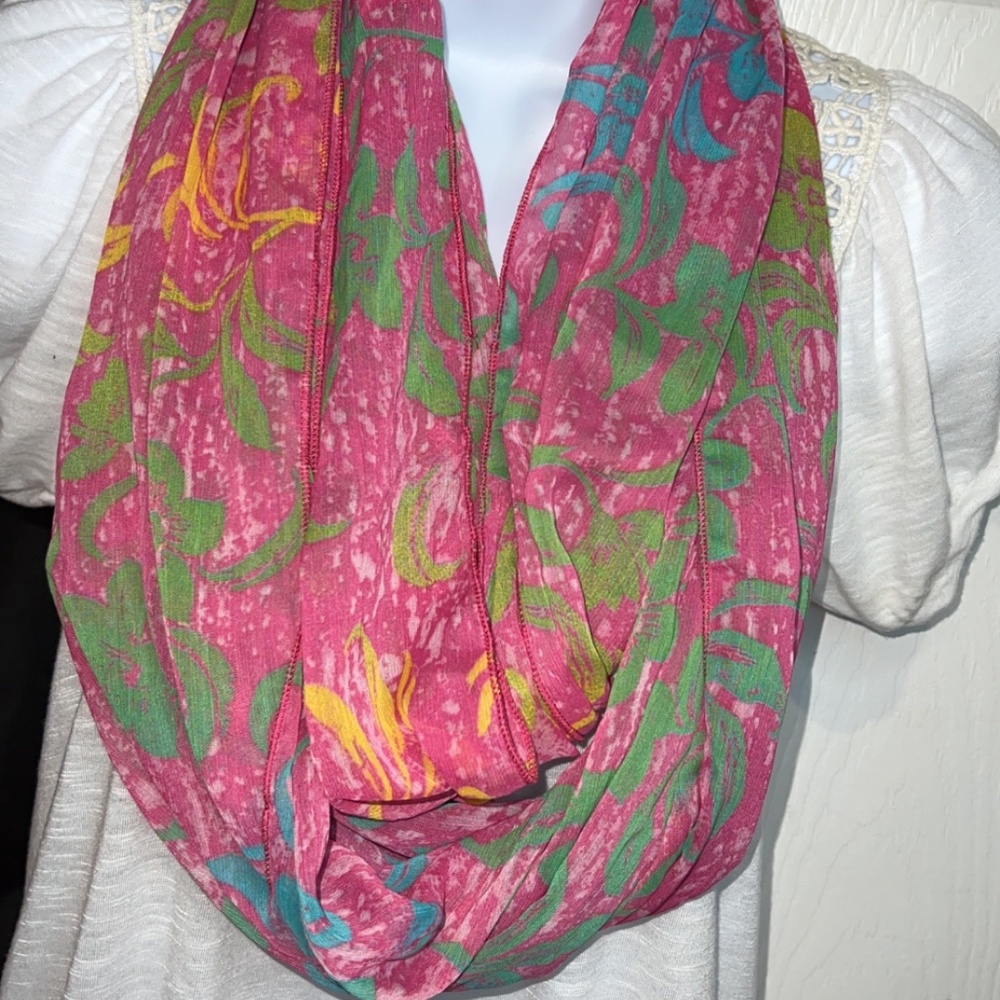 Multi Colored Floral Infinity Scarf